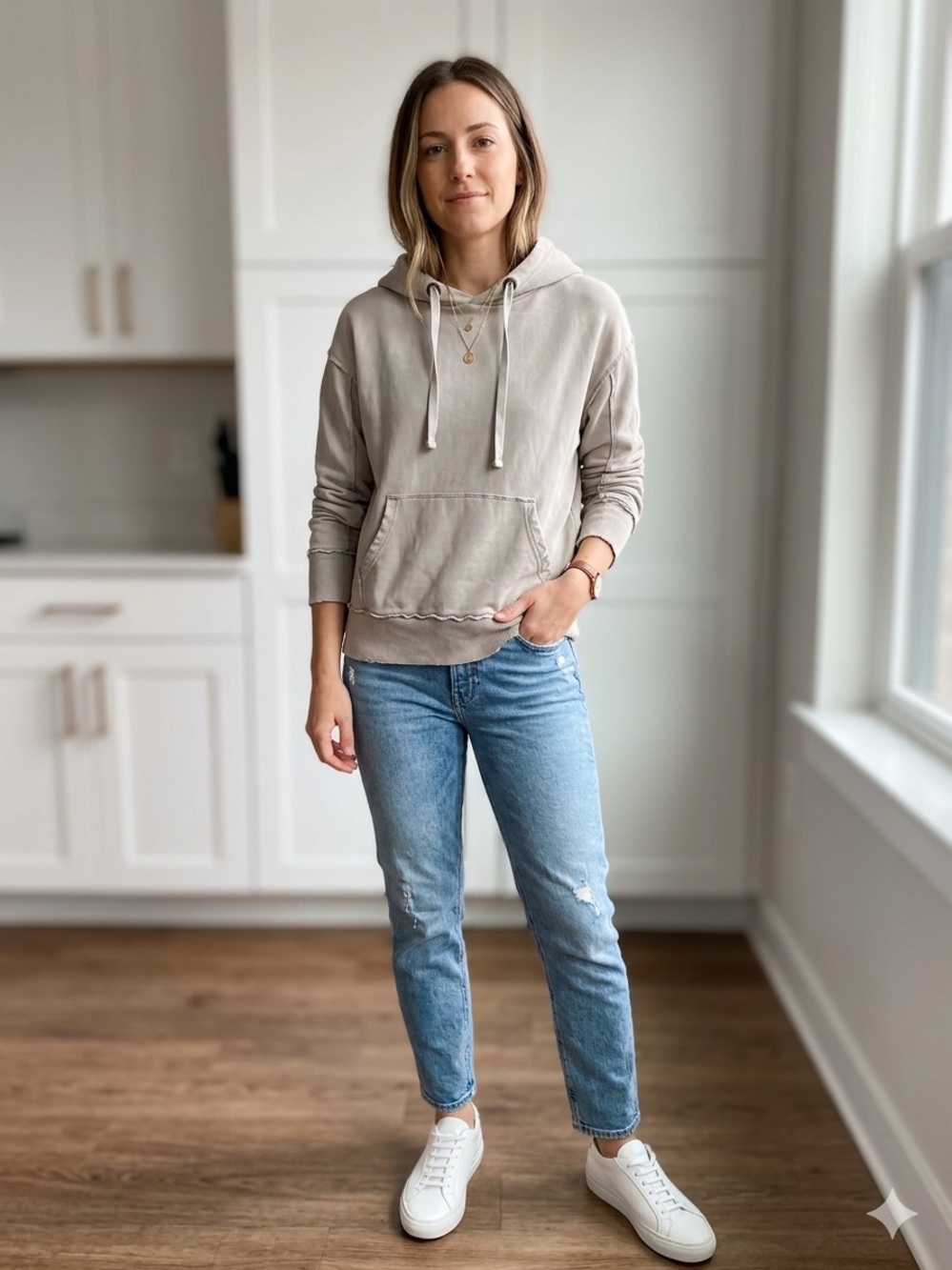 Vince Neutral Taupe Drawstring Hoodie